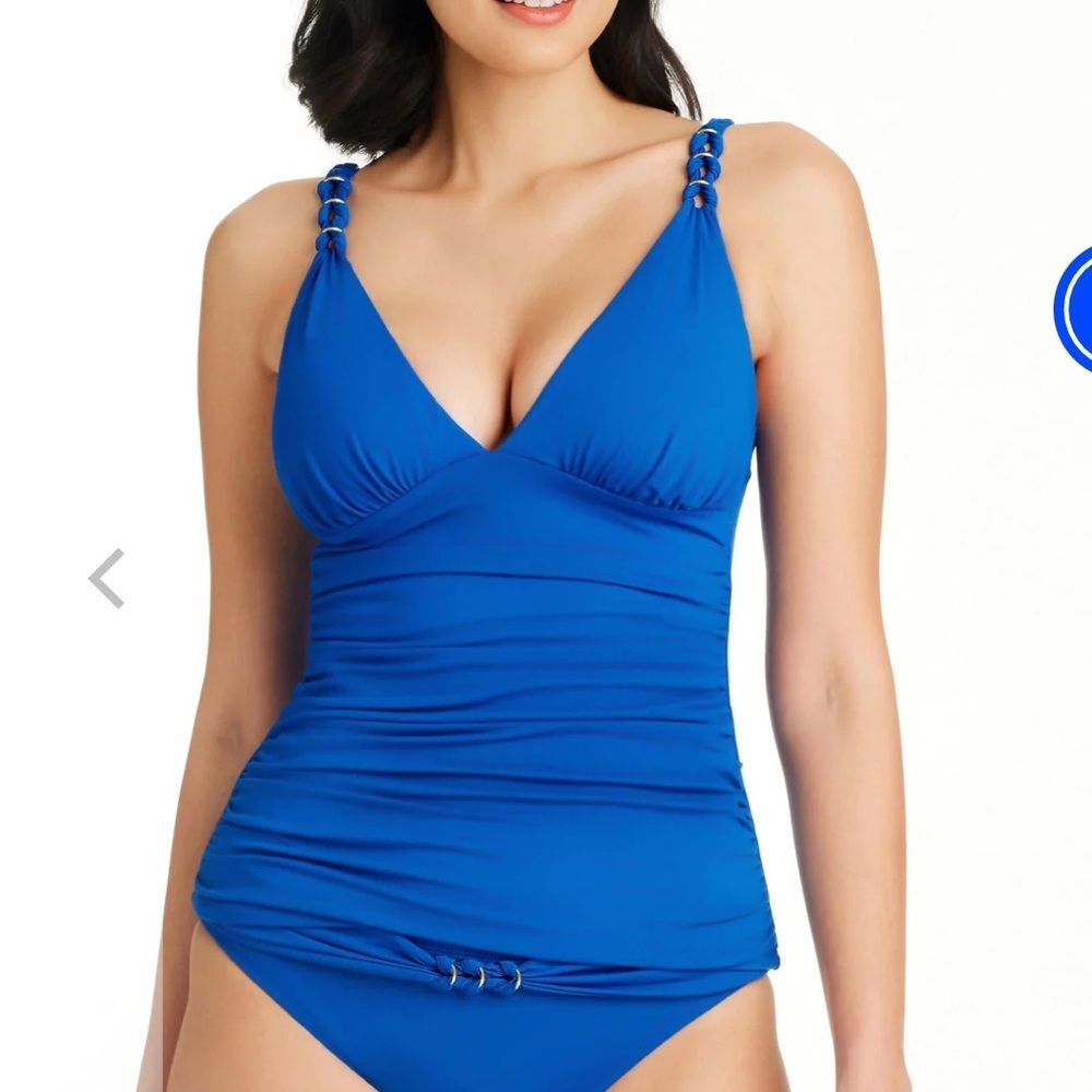 Blue Rod Beattie Womens Size 4 RING MASTER PLUNGE TANKINI TOP